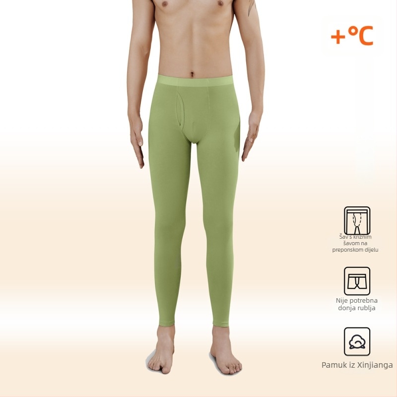 Muške termalne hlače od čistog pamuka, visoki struk, odvlačenje vlage i generiranje topline, bazni sloj za hladno vrijeme