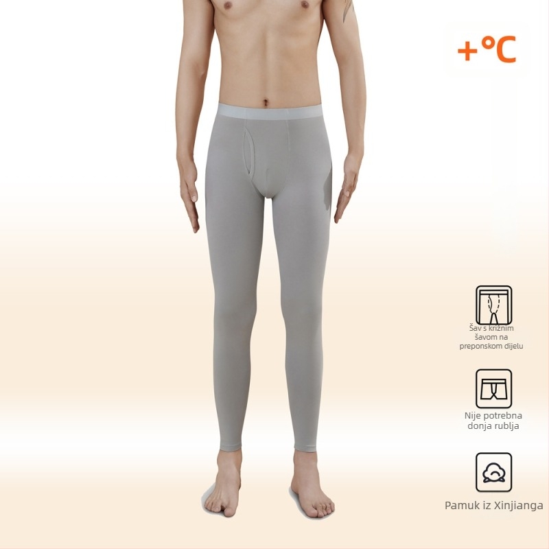 Muške termalne hlače od čistog pamuka, visoki struk, odvlačenje vlage i generiranje topline, bazni sloj za hladno vrijeme