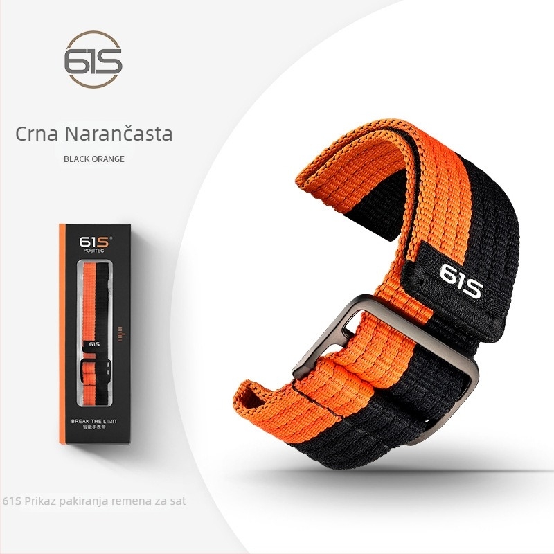 61S najlon narukvica za Garmin Fenix 8/7X/6X Pro, sportski stil, dužina oko 245 mm, širina 22 mm ili 26 mm, kopča