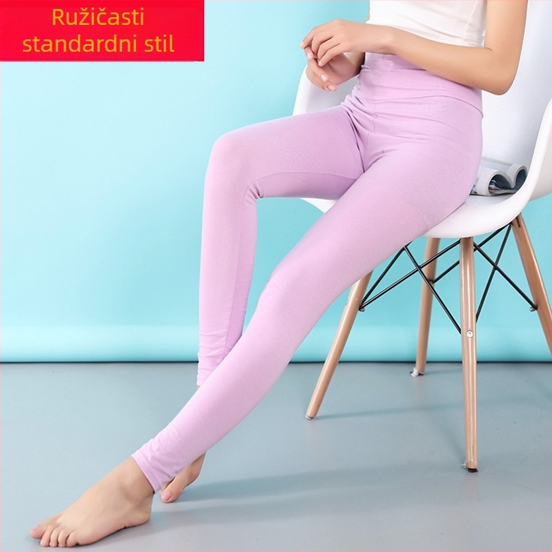 Ženske termalne hlače od pamuka s elastanom, visok pojas, jednovrstne, tople