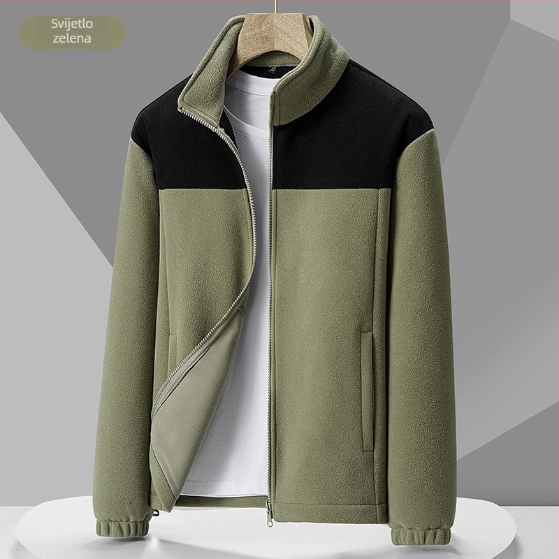 Unisex fleec jakna – kardigan stil s kontrastnim uzorkom, flis materijal i podstava