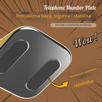 Retro znak za parkiranje s telefonom – privremena pločica broja parkiranja za automobil, model: T-car-01, materijal: plastika, mogućnost tiska logotipa, skriveni dizajn