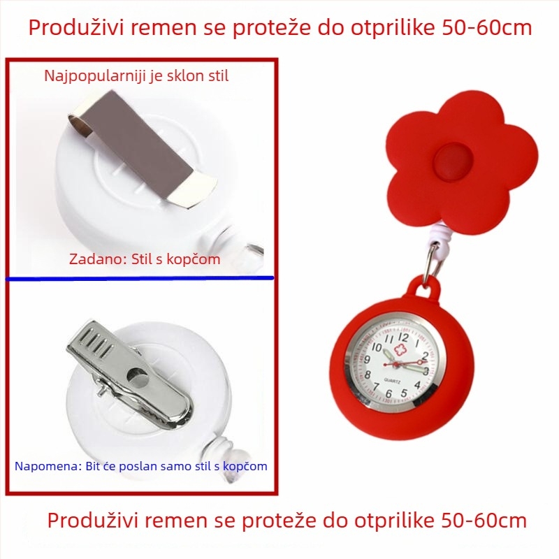 Cvjetni sat s karikaturom medicinske sestre i liječnika – silikonska narukvica, kvarcni pogon, kućište od cinkovog legura, kružni brojčanik