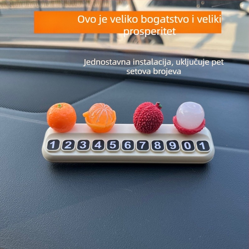 Privremena pločica za parkiranje s motivom lychee i porukom o sreći, kreativni dodatak za dekoraciju auta