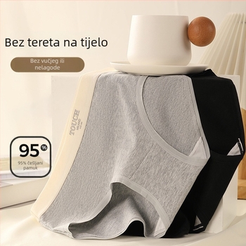 Ženski pamukasti set donjeg rublja - srednji pojas, prozračan, 3 komada, pleteni materijal
