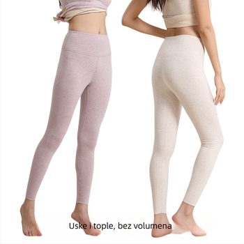 Ženske termo tajice s flis podstavom, visokim pojasom, dvostruki sloj, antibakterijske, izuzetno tople