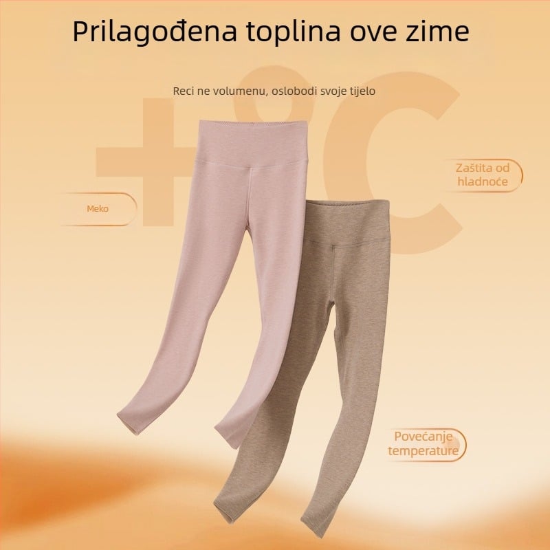 Ženske termo tajice s flis podstavom, visokim pojasom, dvostruki sloj, antibakterijske, izuzetno tople