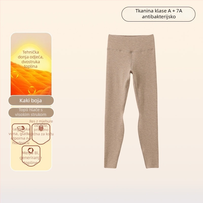 Ženske termo tajice s flis podstavom, visokim pojasom, dvostruki sloj, antibakterijske, izuzetno tople