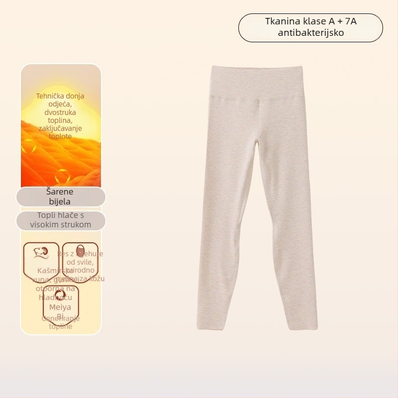 Ženske termo tajice s flis podstavom, visokim pojasom, dvostruki sloj, antibakterijske, izuzetno tople