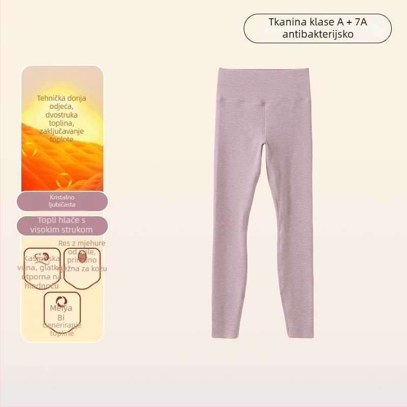 Ženske termo tajice s flis podstavom, visokim pojasom, dvostruki sloj, antibakterijske, izuzetno tople
