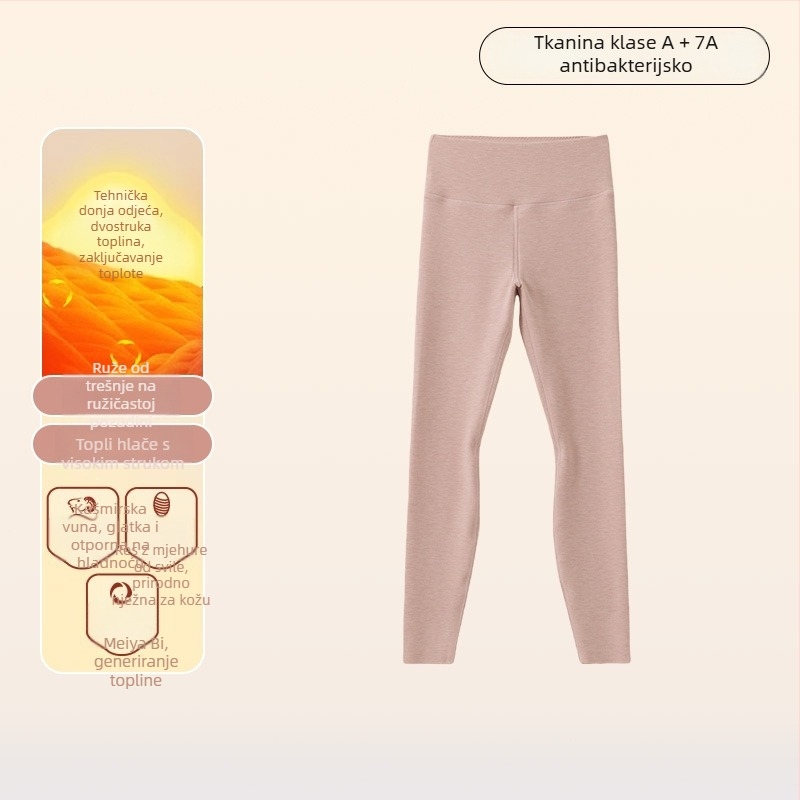 Ženske termo tajice s flis podstavom, visokim pojasom, dvostruki sloj, antibakterijske, izuzetno tople