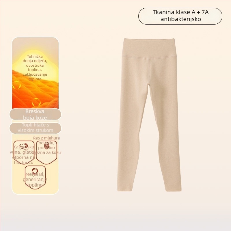 Ženske termo tajice s flis podstavom, visokim pojasom, dvostruki sloj, antibakterijske, izuzetno tople