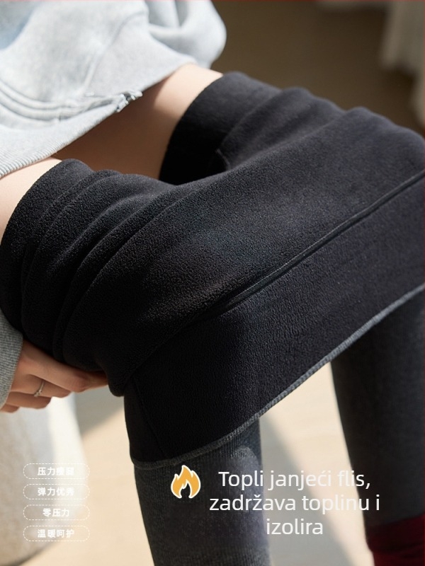 Zoan Yi 89022 Jesensko-zimske pamučne tajice od Lycra, ribane, visoki struk, bez šavova, podstavljene flisom, debele