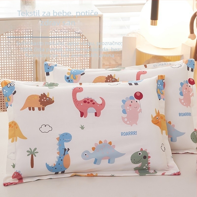 Dječja jastučnica - 100% pamuk, twill tkanina, brušenje po nitima, bojenje po niti, karikatura stil, 60s broj vlakana