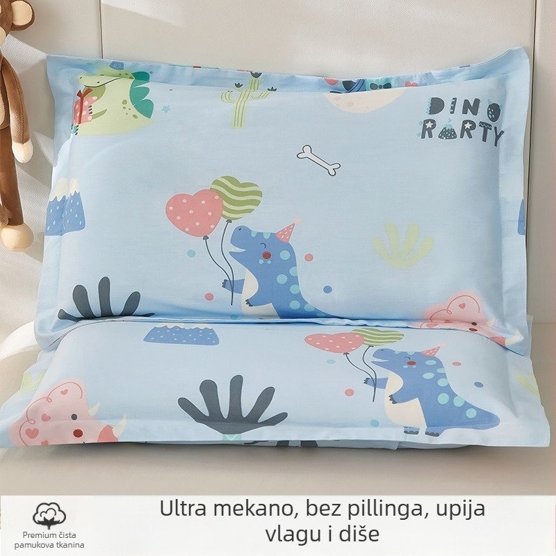 Dječja jastučnica - 100% pamuk, twill tkanina, brušenje po nitima, bojenje po niti, karikatura stil, 60s broj vlakana