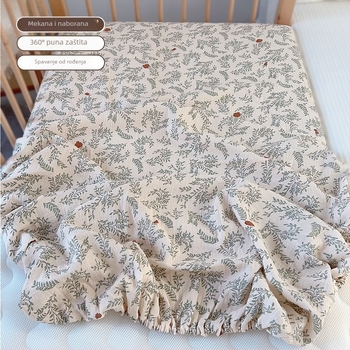 Dječji prilagođeni list za madrac od gaze, uzorak biljaka, reaktivno tiskanje, za sve sezone