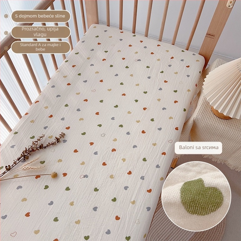 Dječji prilagođeni list za madrac od gaze, uzorak biljaka, reaktivno tiskanje, za sve sezone
