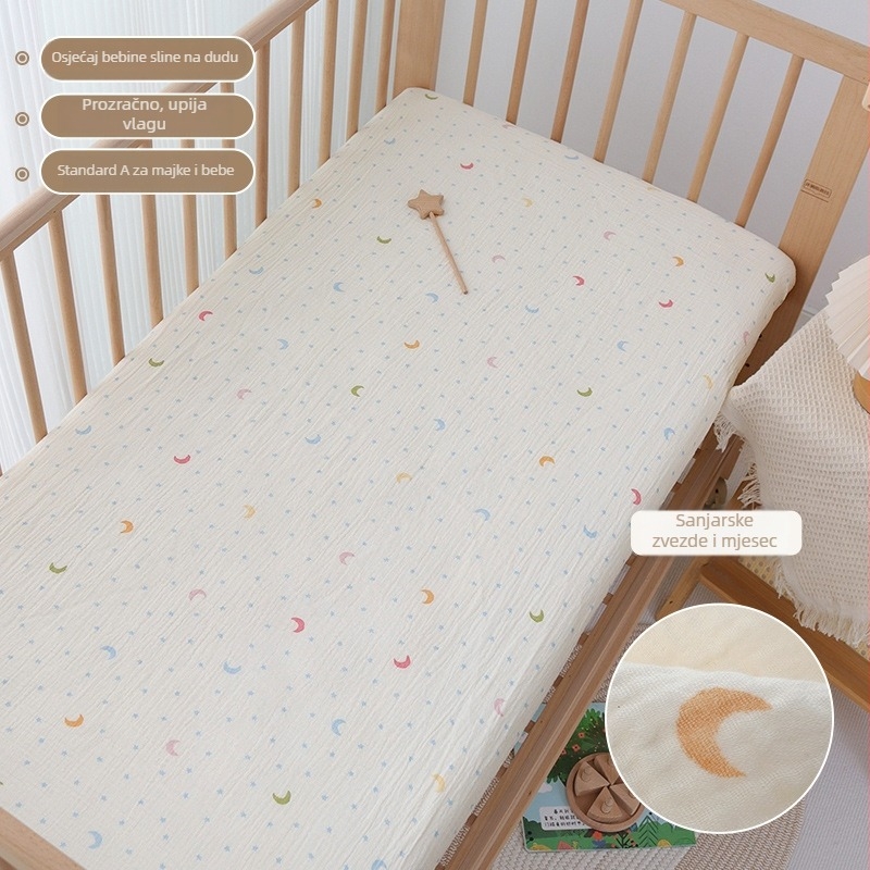 Dječji prilagođeni list za madrac od gaze, uzorak biljaka, reaktivno tiskanje, za sve sezone