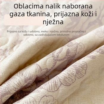Pamukna quiltana rub kreveta za krevet 1,5 m, cvjetni uzorak, reactive tisk, protuklizni, otporan na prljavštinu, trodijelni set