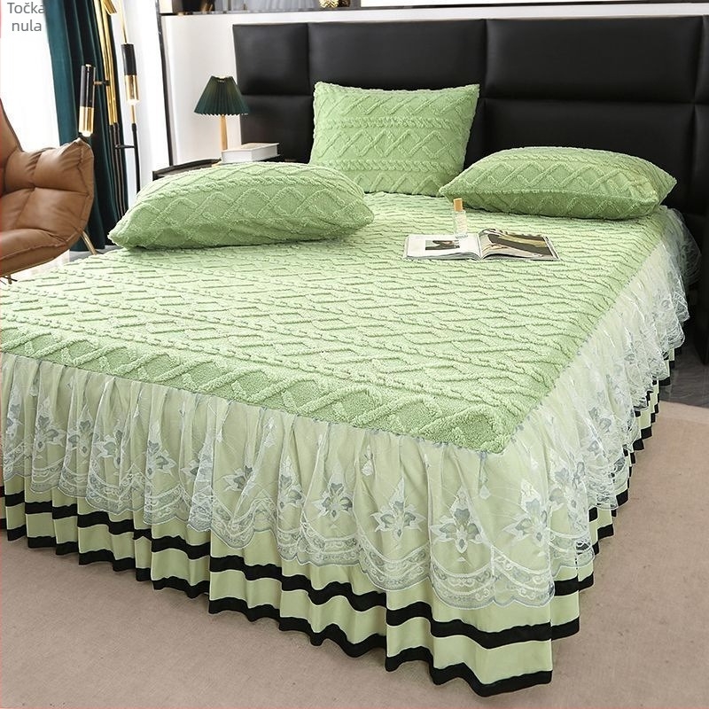 Prekrivka za krevet s mliječnim velurom i akrilnim vlaknima, monokromatski uzorak, twill tkanje, stil princeze