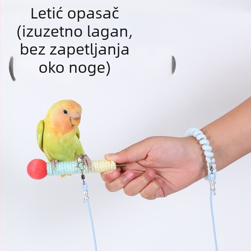 Papiga ultralako elastično trenirajući konopac za let, s prstenom za stopalo, lancem za stopalo i setom za vrat