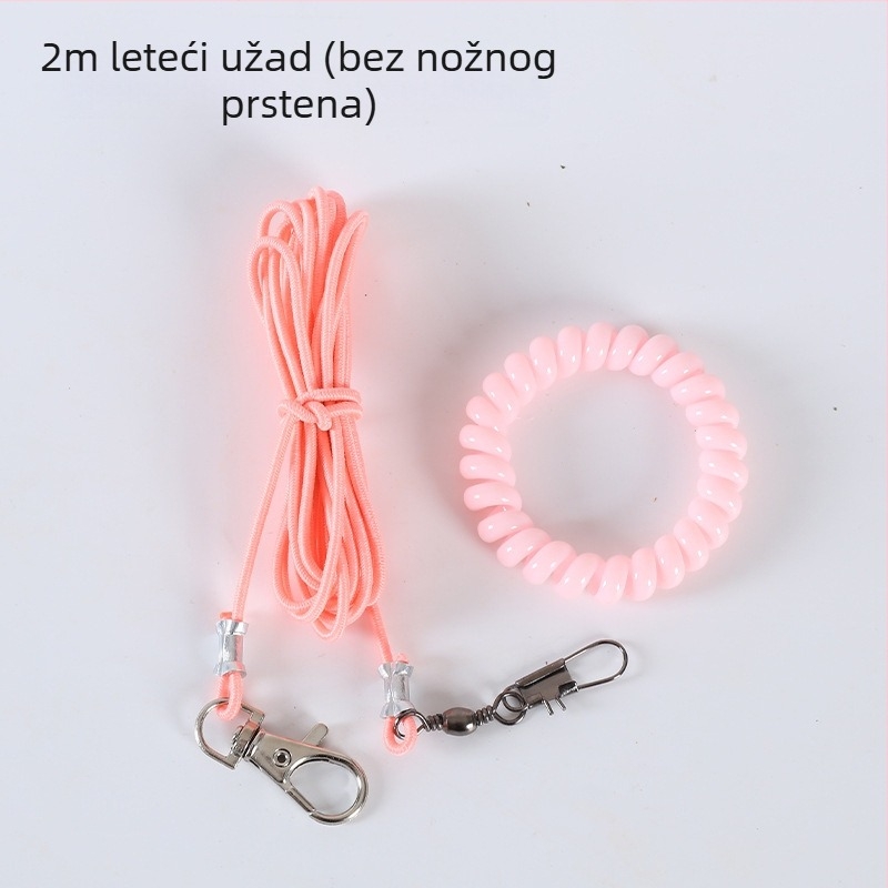 Papiga ultralako elastično trenirajući konopac za let, s prstenom za stopalo, lancem za stopalo i setom za vrat