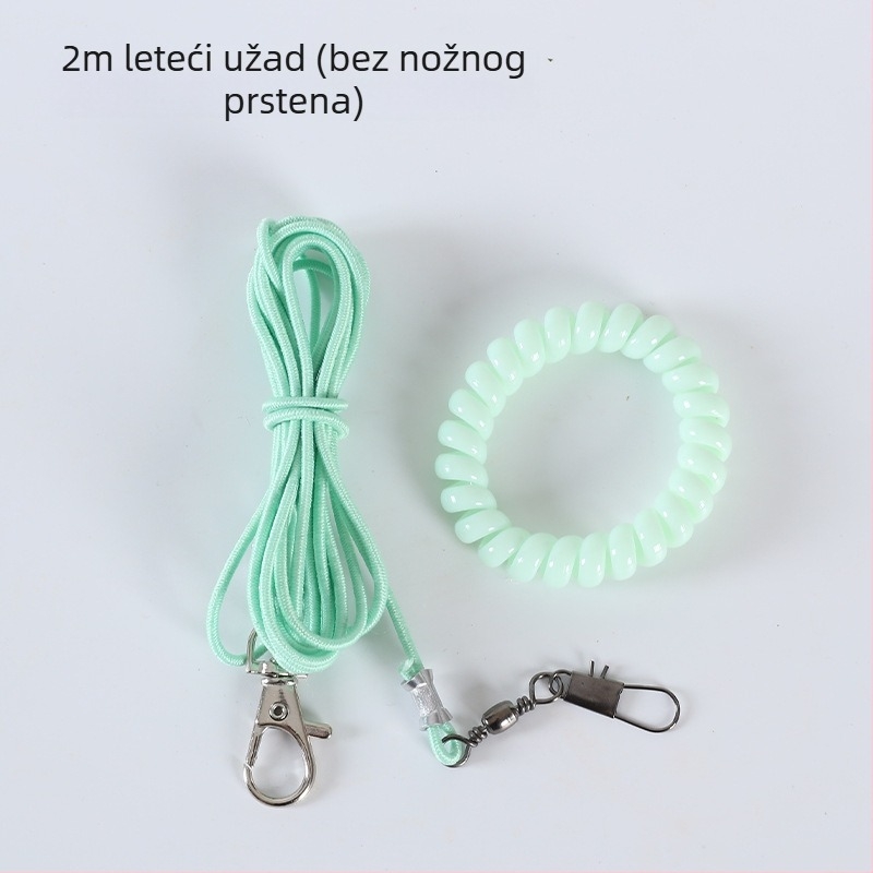 Papiga ultralako elastično trenirajući konopac za let, s prstenom za stopalo, lancem za stopalo i setom za vrat