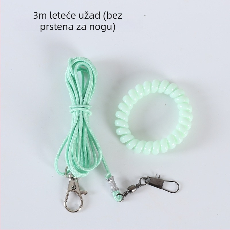 Papiga ultralako elastično trenirajući konopac za let, s prstenom za stopalo, lancem za stopalo i setom za vrat