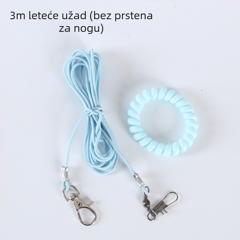 Papiga ultralako elastično trenirajući konopac za let, s prstenom za stopalo, lancem za stopalo i setom za vrat