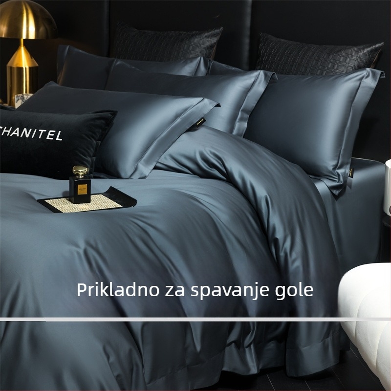 Četverodjelni set posteljine, Three Leopards, dugački vlakno pamuka, 100-count, reaktivno bojenje, jednobojan, sve sezone, upijanje vlage