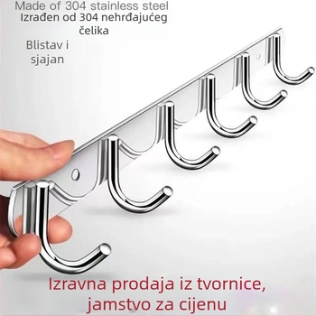 Nerđave čelične samoljepljive kukice za zid – kuhinja i kupaonica, zidno postavljanje bez bušenja, 3+ kukice, nosivost preko 30 kg, novi kineski stil