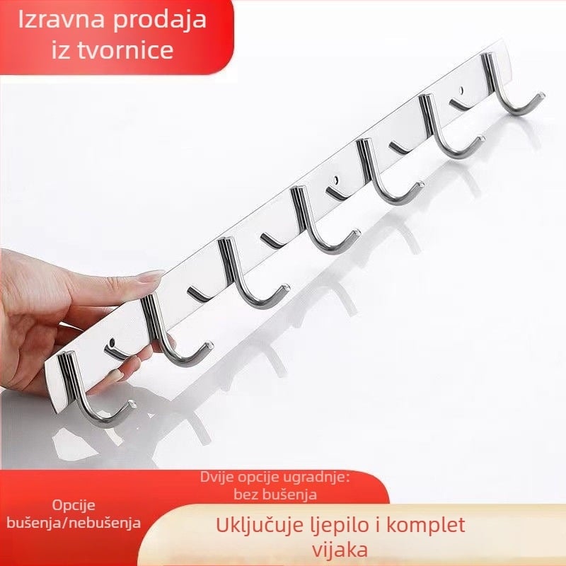 Nerđave čelične samoljepljive kukice za zid – kuhinja i kupaonica, zidno postavljanje bez bušenja, 3+ kukice, nosivost preko 30 kg, novi kineski stil