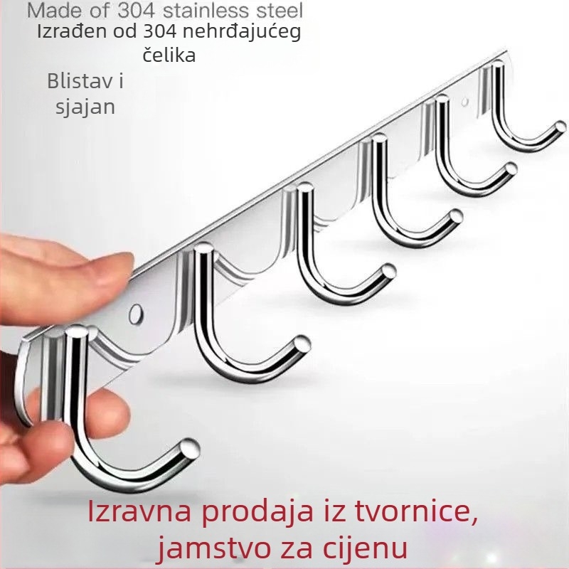 Nerđave čelične samoljepljive kukice za zid – kuhinja i kupaonica, zidno postavljanje bez bušenja, 3+ kukice, nosivost preko 30 kg, novi kineski stil