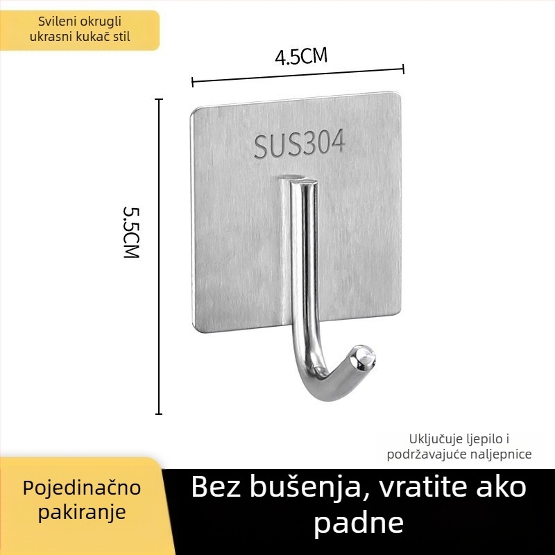 Samoolepljiva kuka za mop i vješalica za metlu za kupaonicu — nehrđajući čelik, Jinlongda, 60-70 g, stil: novi kineski stil