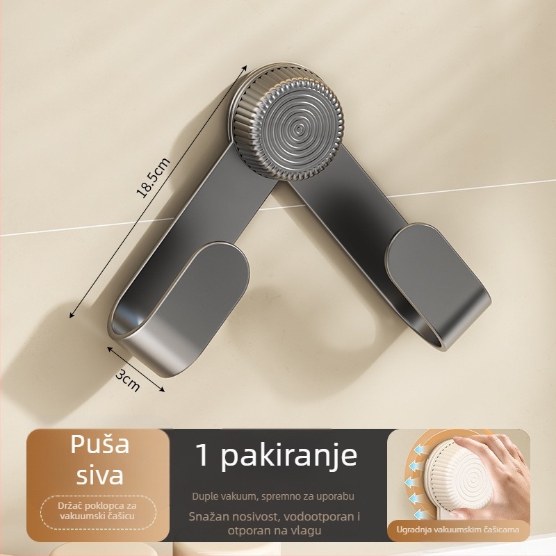 Držač poklopca lonca sa usisnom čašom, zidni držač, bez bušenja, višestruki kuhinjski organizator, plastika