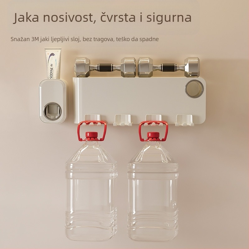 Držač za četkice za zube, zidni, bez bušenja, plastični, s utorom za pastu