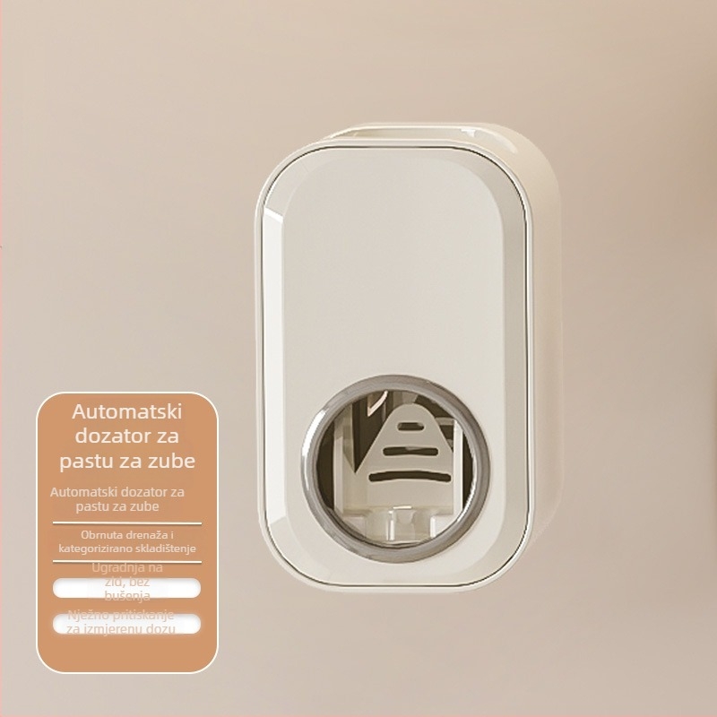 Držač za četkice za zube, zidni, bez bušenja, plastični, s utorom za pastu