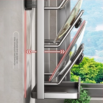 Zidni kuhinjski organizator za poklopce lonaca i daske za rezanje, bez bušenja, od karbonskog čelika