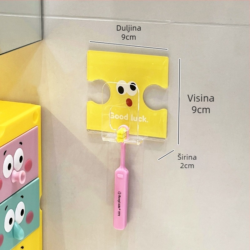 Držač za četkicu za zube sa vakuumskim nosačem na zid i prostorom za čašu za ispiranje usta, akril