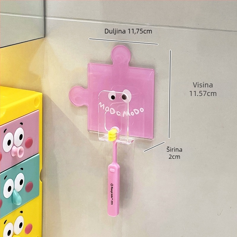 Držač za četkicu za zube sa vakuumskim nosačem na zid i prostorom za čašu za ispiranje usta, akril