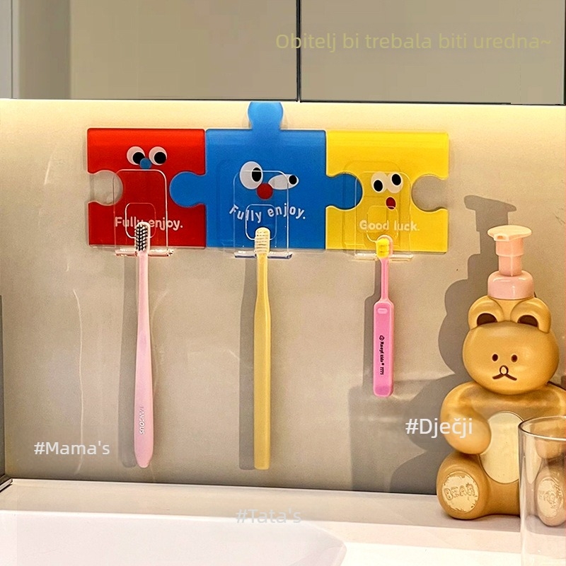 Držač za četkicu za zube sa vakuumskim nosačem na zid i prostorom za čašu za ispiranje usta, akril