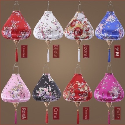 Vanjski lampion od svile, antikni retro stil, nepravilnog oblika, osvjetljavajući