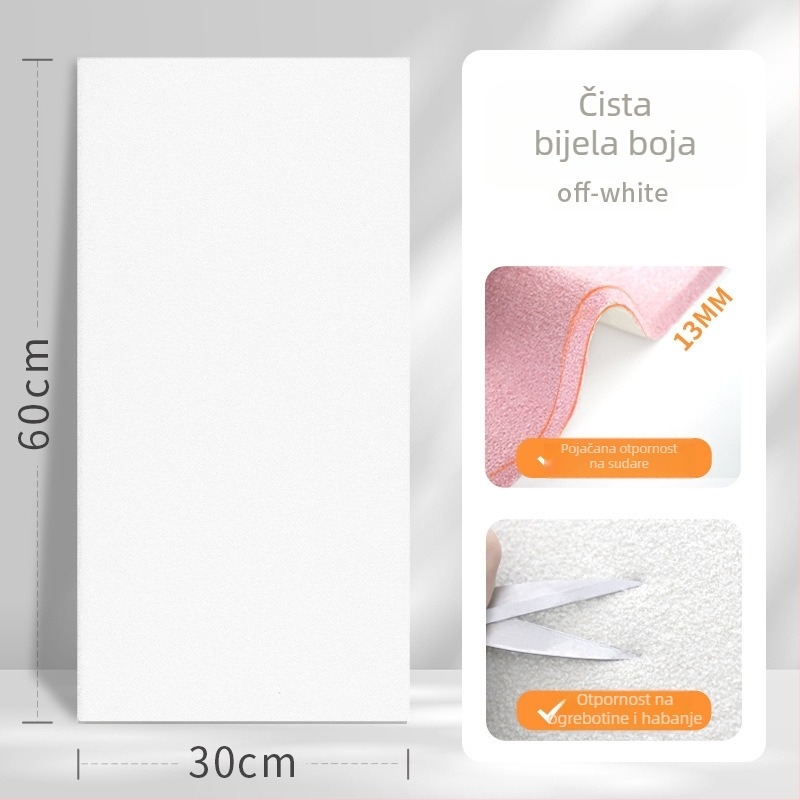 EVA zidni panel-sticker, samoljepljiv, jedan komad, jednobojni uzorak, dekorativna zidna naljepnica za dnevni boravak i spavaću sobu; moderni 3D minimalistički stil; antistatički, vodootporan, antibakterijski