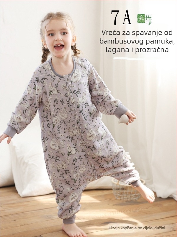 Spavaća vreća za bebe i djecu s odvojenim nogama, gazasta bambus-pamučna tkanina, antibakterijski, četiri sloja, Klasa A, za sve sezone