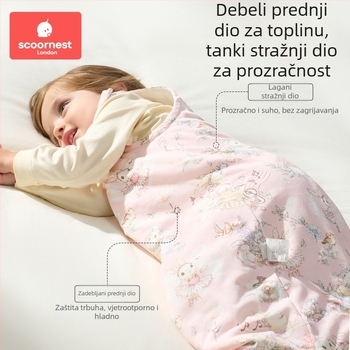 Kechao dječji vest spavaća vreća, 100% pamuk, sve sezone, kontrola temperature, karikatura uzorak