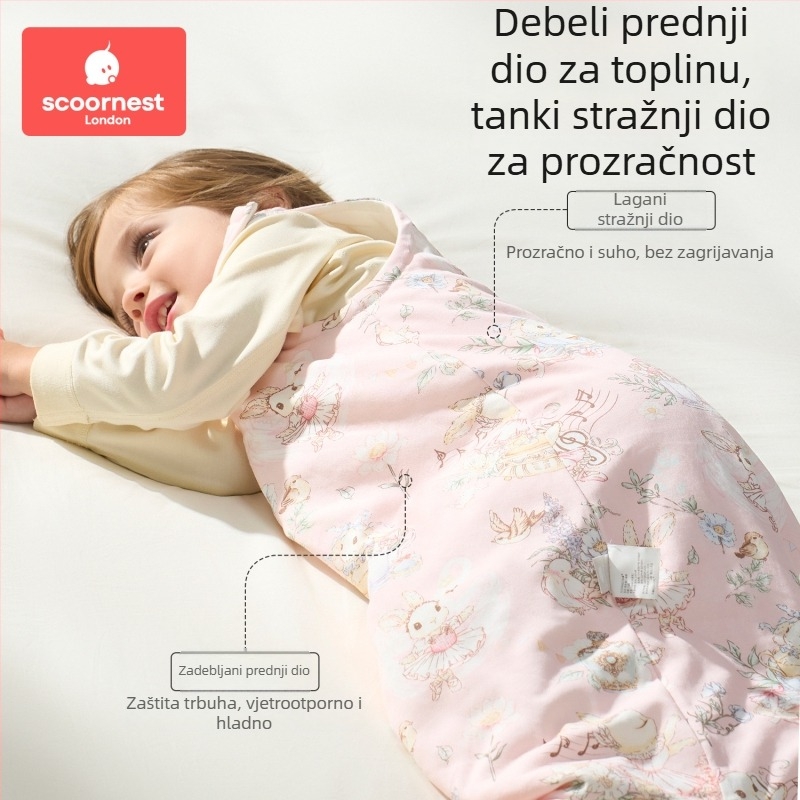 Kechao dječji vest spavaća vreća, 100% pamuk, sve sezone, kontrola temperature, karikatura uzorak
