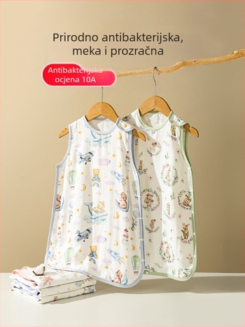 Bezrukvni spavaći vreća od bambus-pamučne gaze, lagana za proleće-ljeto, za novorođenčad, vest-stil, zaštita trbuha