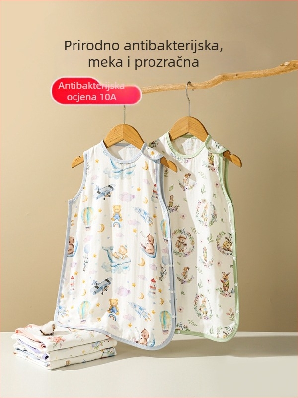Bezrukvni spavaći vreća od bambus-pamučne gaze, lagana za proleće-ljeto, za novorođenčad, vest-stil, zaštita trbuha