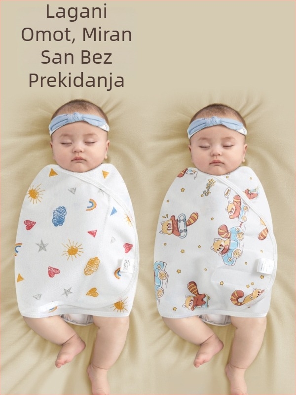 Novorođenče pamuk swaddle Type A – tiha spavaća vreća za sve sezone s karikaturnim uzorkom