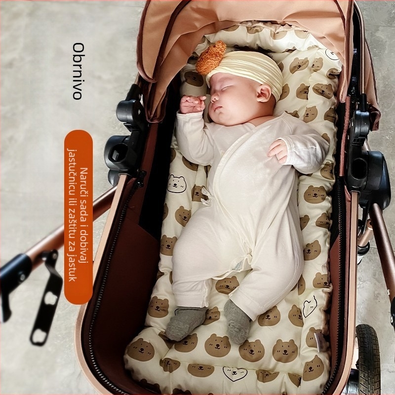 Jastučnica za kolica – debeli podmetač za sve sezone, pamuk s jedne strane / velur s druge strane, za dob djece 0–12 mjeseci, mogućnost prilagodbe obrade